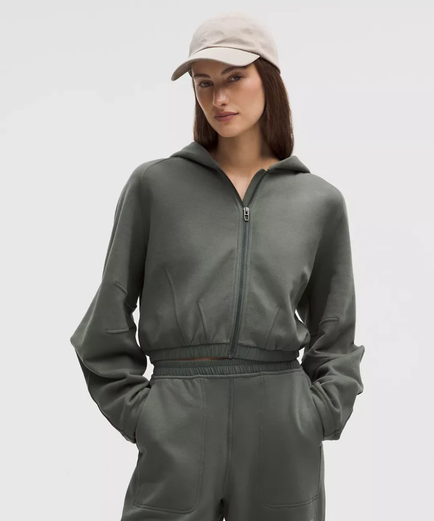 Loungeful Relaxed-Fit Full-Zip Cropped Hoodie Palm Deco