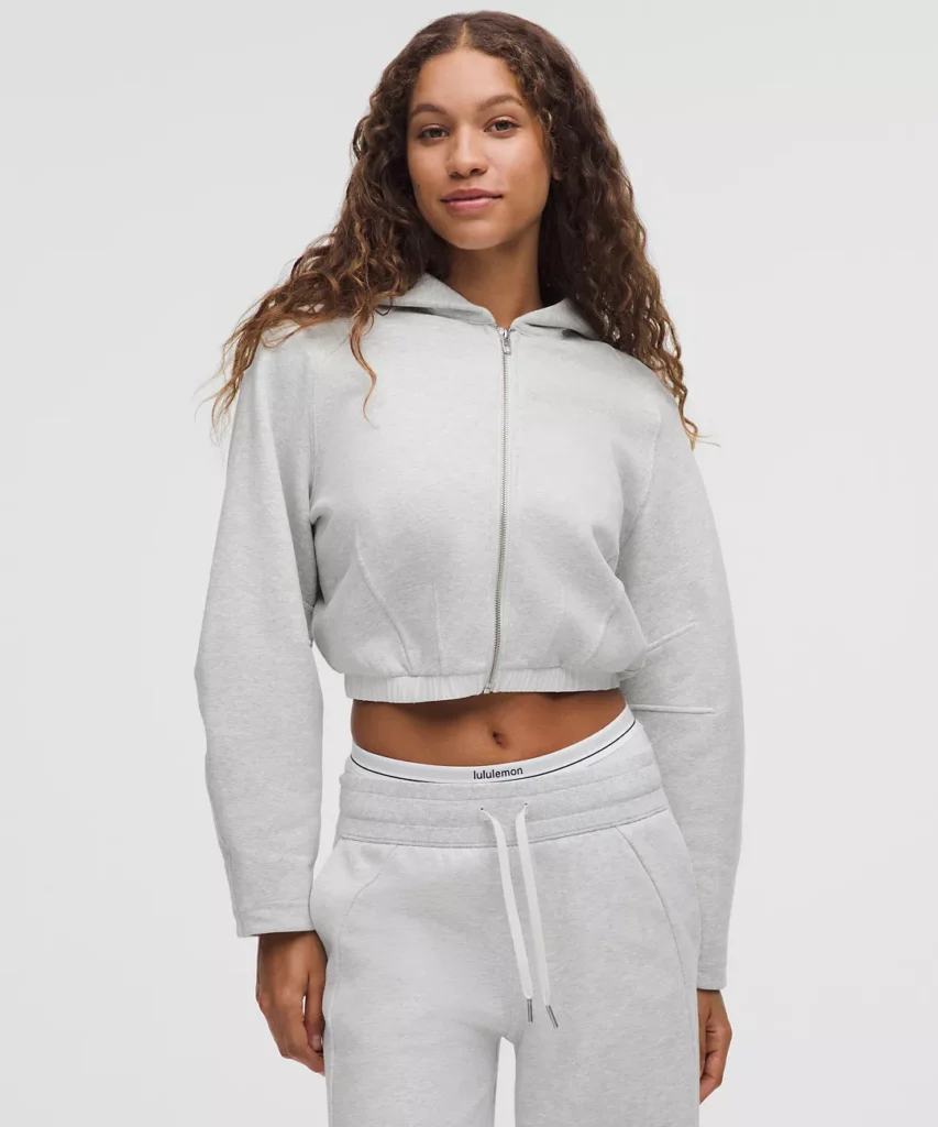 Loungeful Relaxed-Fit Full-Zip Cropped Hoodie Ultra Light Grey